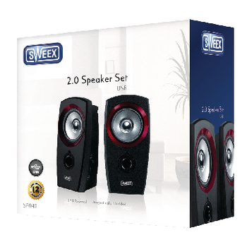 SP041 Speaker 2.0 3.5 mm 2 w zwart/rood Verpakking foto